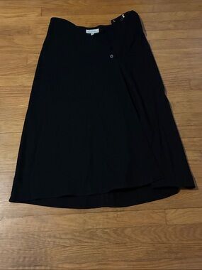 Saks Fifth Avenue Black A-Line Skirt with Side Button Detail